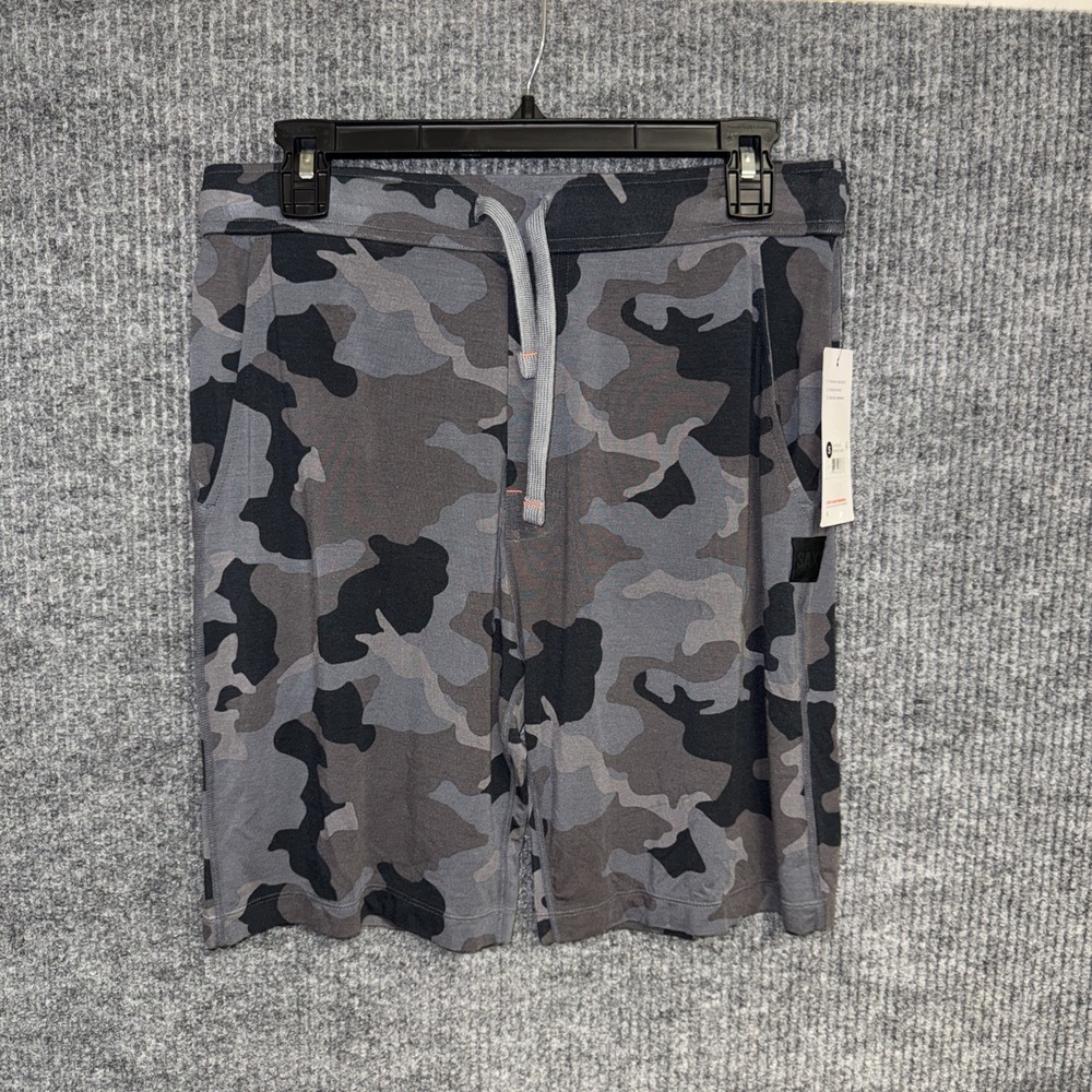 Saxx Men's Size Small Gray Black Camo Print Relaxed Fit Snooze Shorts NWT